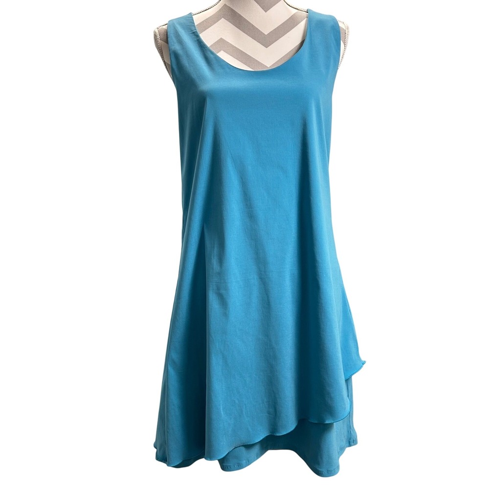 Toad&Co Whirlwind Teal‎ Tank Dress Layered Hem Casual Racerback Women's Large